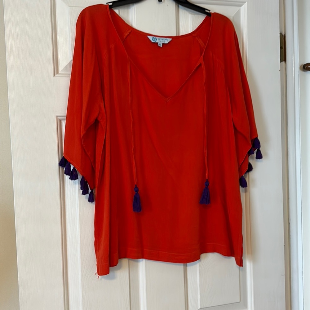 Tassel Detail Orange Escapada Blouse